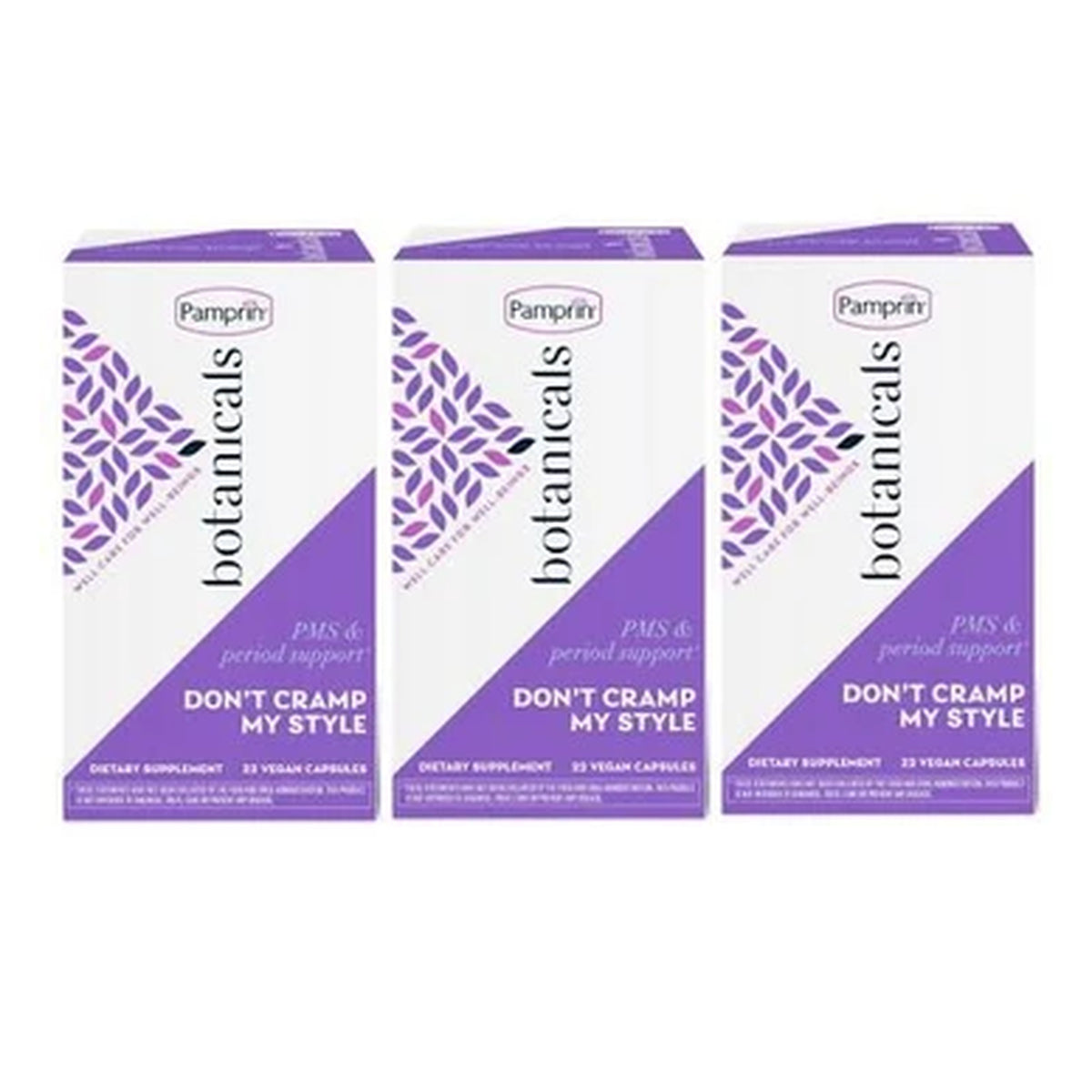 Pamprin Botanicals Don't Cramp My Style PMS & Period Supplement, 22 Count Each, 3-Pack