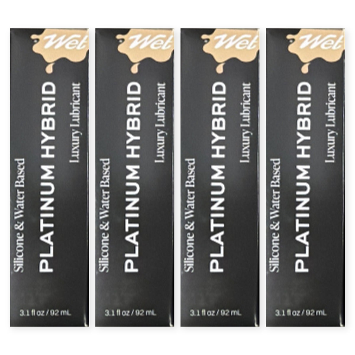 Wet Platinum Hybrid Silicone & Water Luxury Lubricant by Trigg, 3.1 fl oz Each, 4-Pack, New