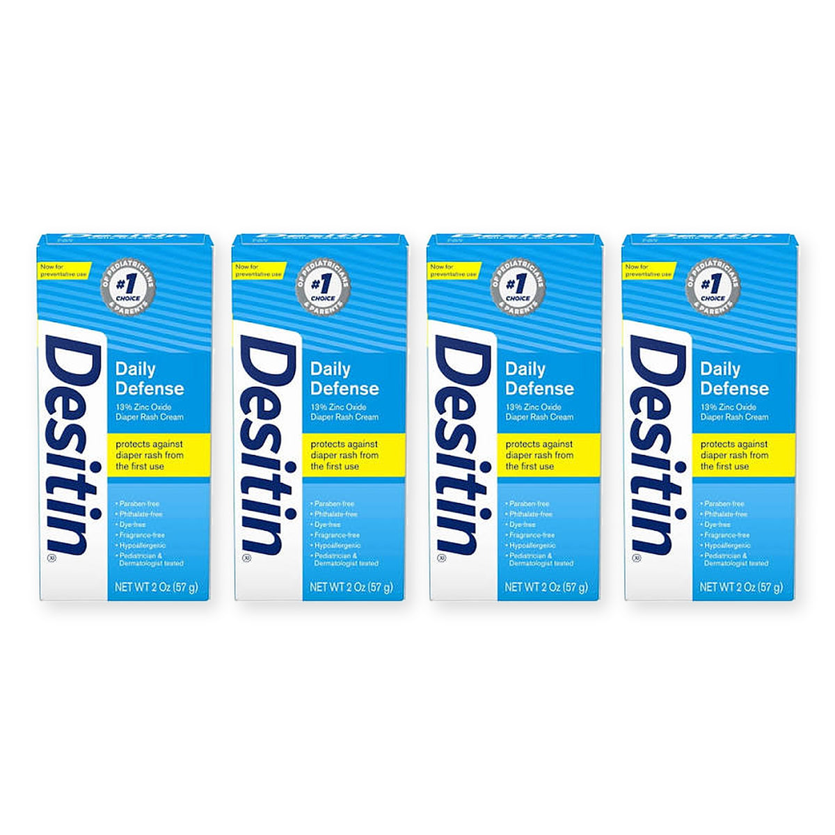 Desitin Daily Defense Baby Diaper Rash Cream with Zinc Oxide, 2 oz Each, 4-Pack