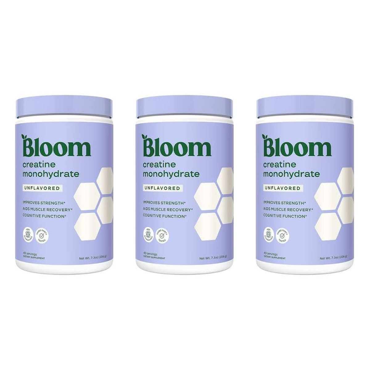 Bloom Creatine Monohydrate, Unflavored (3-Pack)