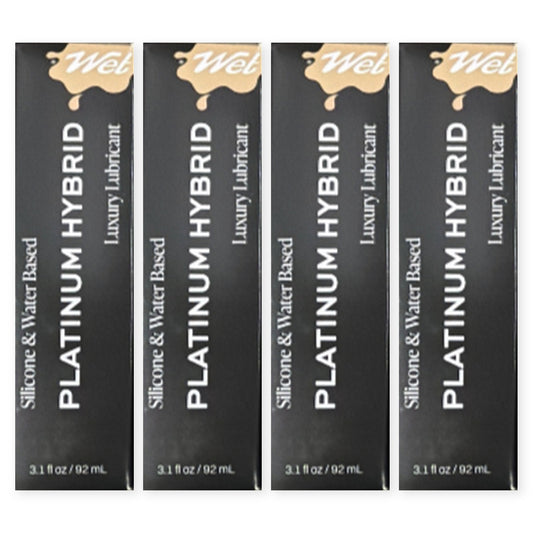 Wet Platinum Hybrid Silicone & Water Based Luxury Lubricant, 3.1 fl oz, 4-Pack