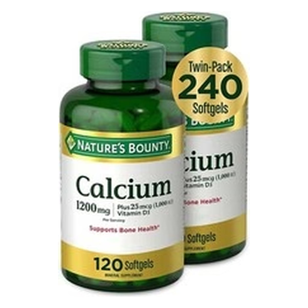 Nature’s Bounty Calcium Softgels, 120 Count Each, Twin Pack, 240 Total