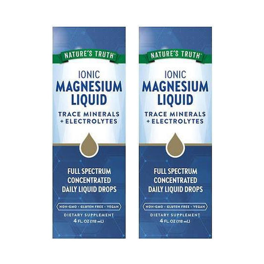 Two boxes of Nature’s Truth Ionic Magnesium Liquid, 4 fl oz each, on a white background