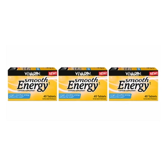 Vivarin Smooth Energy Extended-Release Caffeine Tablets, 200 mg, 40 Count, 3-Pack