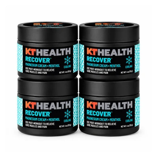 4x KT Health Recover Magnesium Cream + Menthol, 4 oz Jars