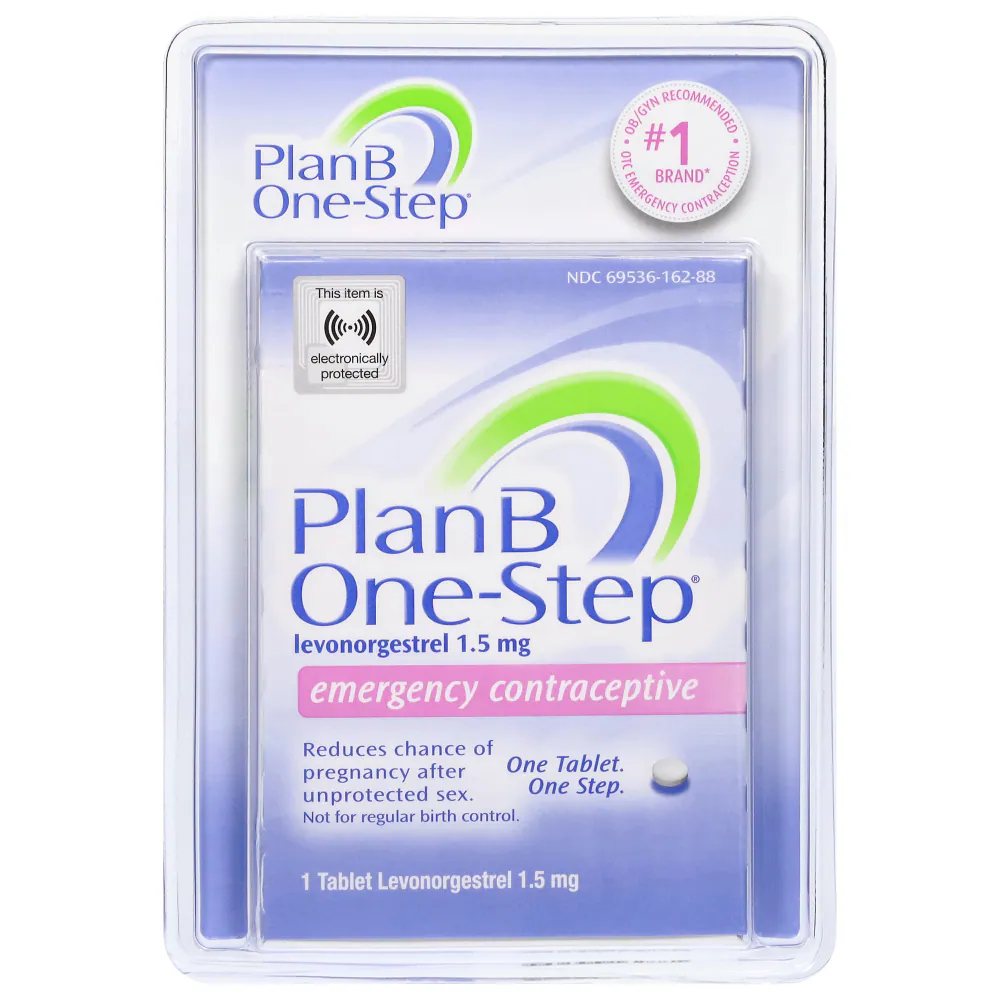 Plan B One-Step levonorgestrel 1.5 mg emergency contraceptive, one-tablet package