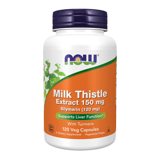 NOW Foods Milk Thistle Extract 150 mg with Silymarin & Turmeric, 120 Veg Capsules