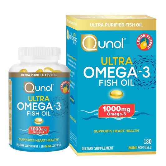 Qunol Omega 3 Fish Oil 1000 mg Lemon Flavor – 180 Softgels