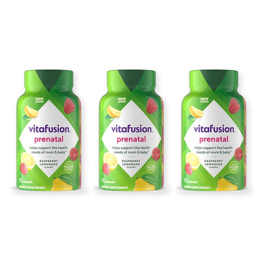 Vitafusion Prenatal Gummy Vitamins, Raspberry Lemonade, 90 Count Each, 3-Pack